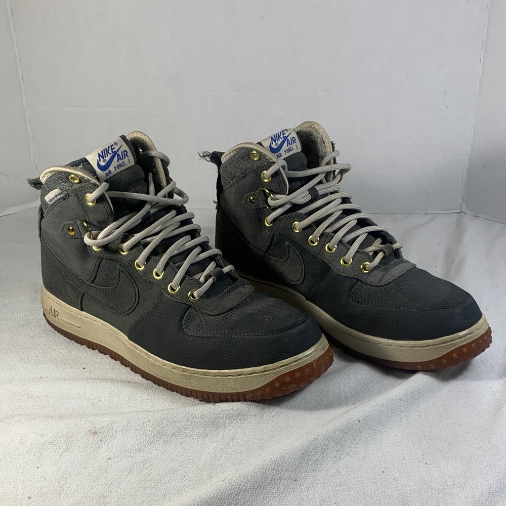 Men’s Nike Air Force 1 Gray and Cream High-Top Waterproof Sneakers